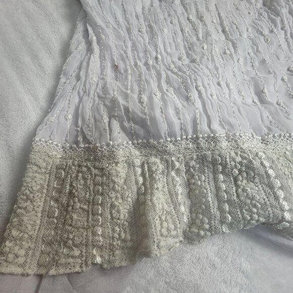 Pretty Angel Womens White Lace Boho Button Down Blouse Top Size Medium Collared - Picture 3 of 11